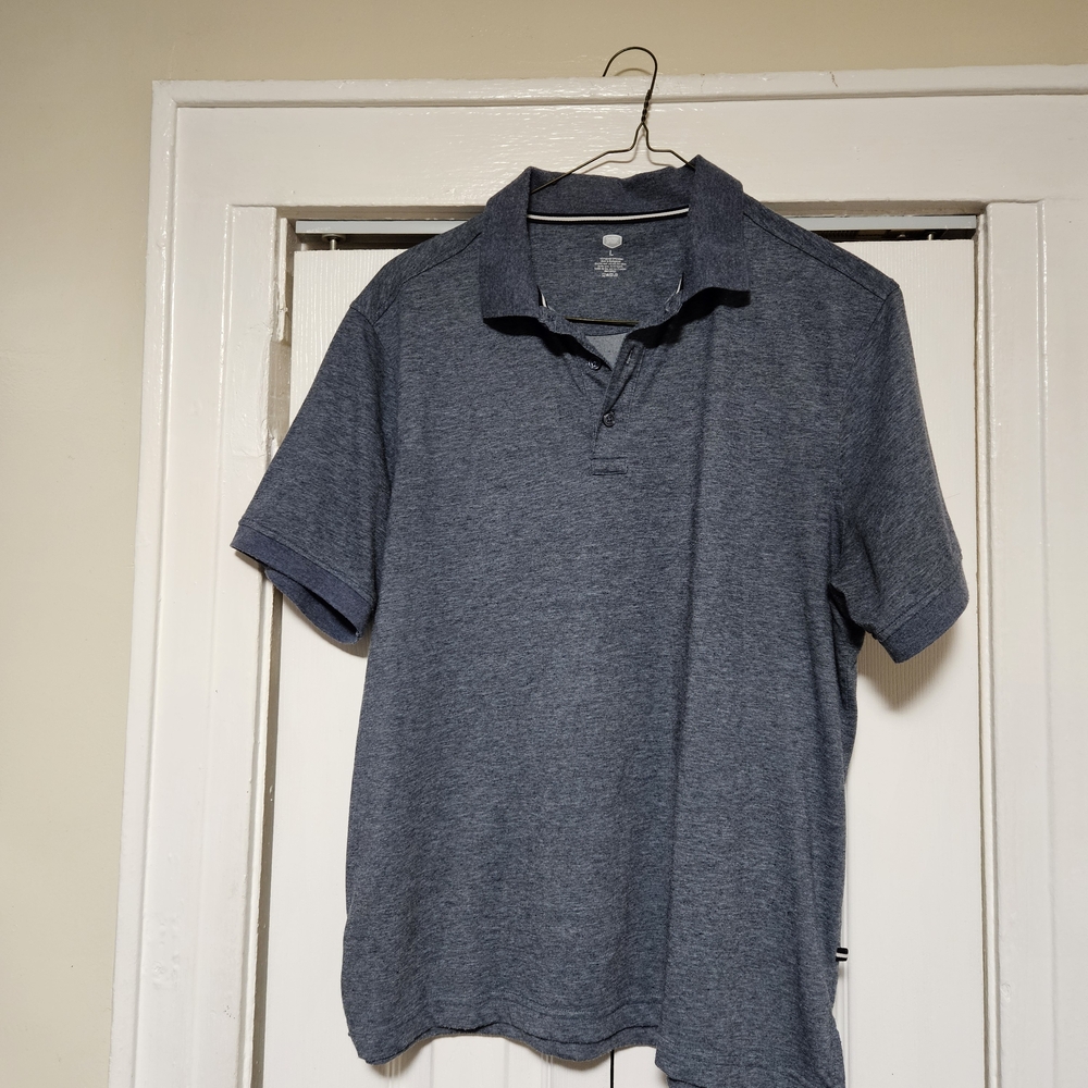 Men's Heather Blue Polo Shirt  - Size L